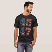 2024 45 47  Amerikaanse Vlag Retro 4547 Trump T-shirt (Voorkant volledig)