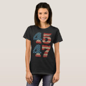 2024 45 47  Amerikaanse Vlag Retro 4547 Trump T-shirt (Voorkant volledig)