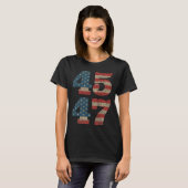 2024 45 47  Amerikaanse Vlag Retro 4547 Trump T-shirt (Voorkant volledig)