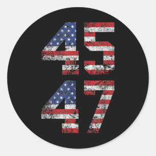 2024 45 47  Amerikaanse vlag Retro 4547 US 202 Ronde Sticker