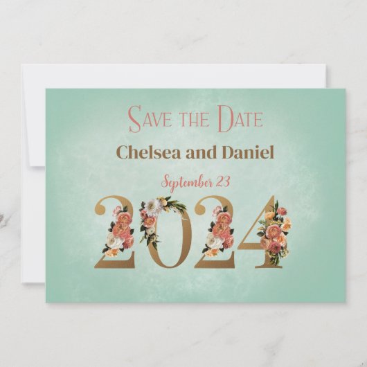 2024 Aangepast huwelijk sparen de Datum Kaart (Voorkant)
