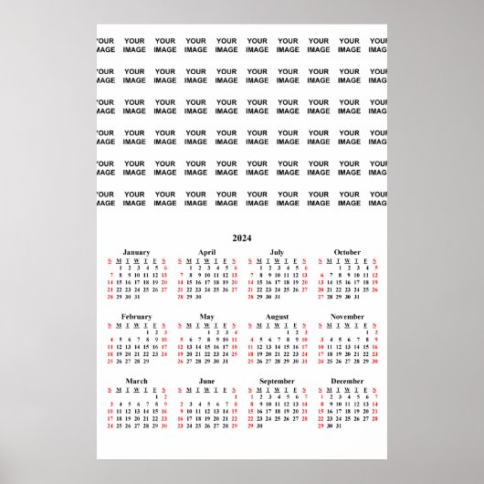 2024 Aangepaste Maak Uw Eigen Kalendergrafiek Post Poster (Voorkant)