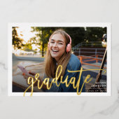 2024 AFSTUDEERDER FOTO modern eenvoudig script gou Folie Uitnodiging (Voorkant)