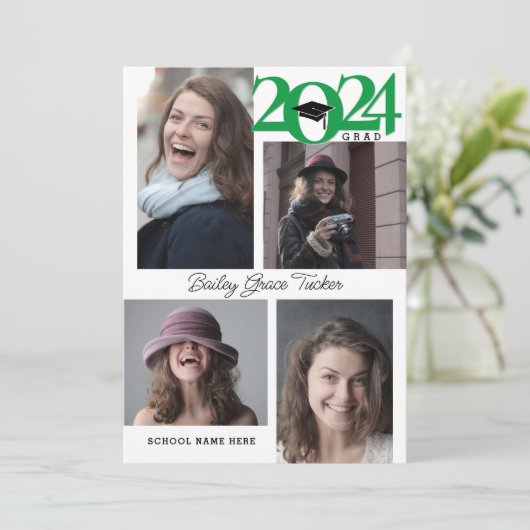 2024 AFSTUDEERDER Modern 5-foto Collage Groen Afst Aankondiging (Staand voorkant)