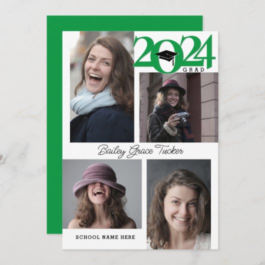 2024 AFSTUDEERDER Modern 5-foto Collage Groen Afst Aankondiging (Voorkant / Achterkant)