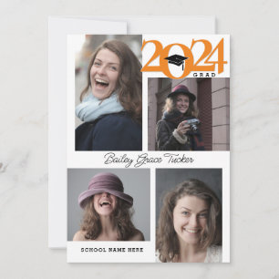 2024 AFSTUDEERDER Modern 5-foto Collage Sinaasappe Aankondiging