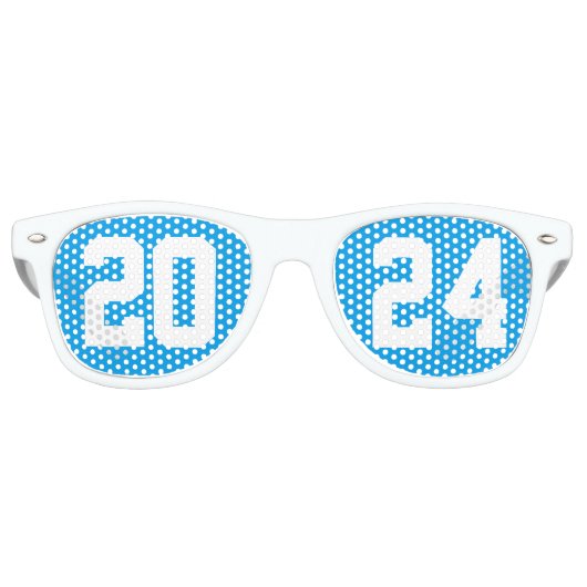 2024 Afstudeerfeest Cool Blue Varsity Retro Zonnebril (Voorkant)