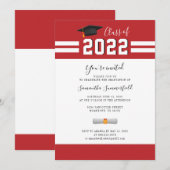 2024 Afstudeerfeest Eenvoudig Rood Wit Kaart (Voorkant / Achterkant)