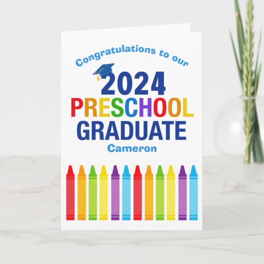 2024 Afstudeerfeest Geschenk Aangepaste Cute Crayo Kaart (Voorkant)
