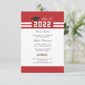 2024 Afstudeerfeest Rood Wit Grad-feest Kaart (Staand voorkant)
