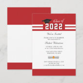2024 Afstudeerfeest Rood Wit Grad-feest Kaart (Voorkant / Achterkant)