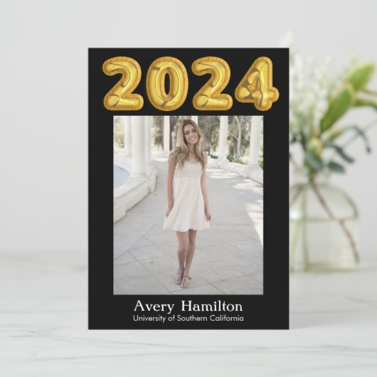 2024 Afstuderen aankondigingsballonnen 5 foto's Kaart (Staand voorkant)