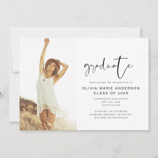 2024 Afstuderen bekendmaking foto minimalistisch Kaart (Voorkant)