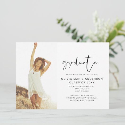 2024 Afstuderen bekendmaking foto minimalistisch Kaart (Staand voorkant)