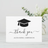 2024 Afstuderen dank u zwart wit Bedankkaart (Staand voorkant)