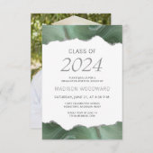 2024 Afstuderen foto Sage Groene Zilveren Agaat Kaart (Voorkant / Achterkant)