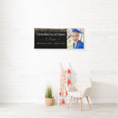 2024 Afstuderen Glitter Goud Zwart Modern Spandoek (Insitu)