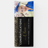 2024 Afstuderen Glitter Goud Zwart Modern Spandoek (Verticaal)