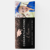 2024 Afstuderen Glitter Roos Goud Blush Roze Zwart Spandoek (Verticaal)