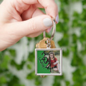 2024 Afstuderen Keepsake Foto Groen en Zwart Sleutelhanger (Hand)