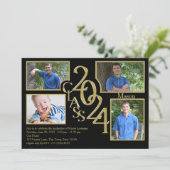 2024 Afstuderen Klasse van Quad Foto Zwart Kaart (Staand voorkant)