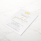 2024 Afstuderen Photo Mortar Board Pet Luxe Echt Folie Uitnodiging (Gedraaid)