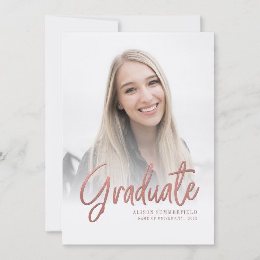 2024 Afstuderen Roos Goud Script 2 Foto's Afstudee Kaart (Voorkant)