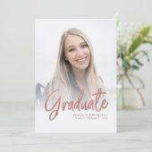 2024 Afstuderen Roos Goud Script 2 Foto's Afstudee Kaart (Staand voorkant)