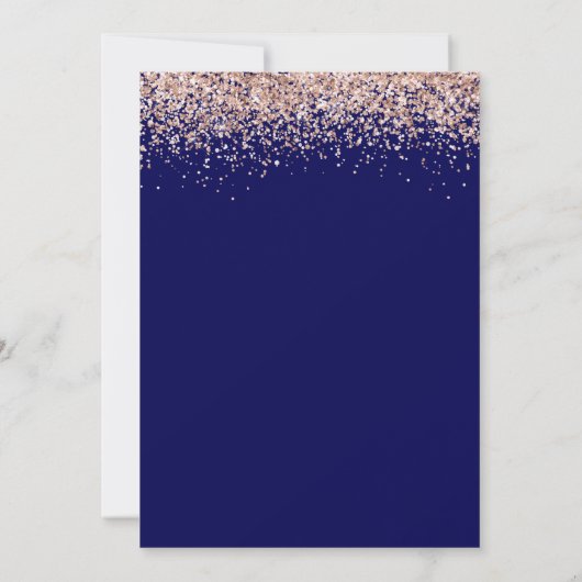 2024 Afstuderen Roos Gouden Glitter Navy Blauw Kaart (Achterkant)