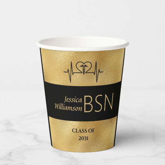 2024 Afstuderen Verpleegkundige BSN Naam Jaar Zwar Papieren Bekers (Achterkant)