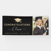 2024 Afstuderen Zwart Goud High School College Spandoek (Horizontaal)