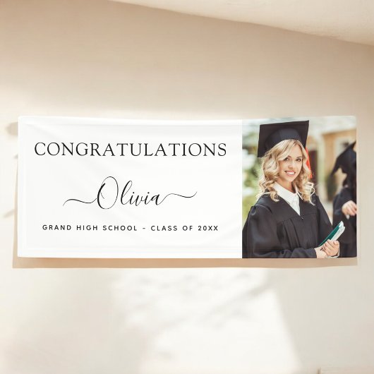 2024 Afstuderen Zwart Goud High School College Spandoek