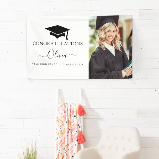 2024 Afstuderen Zwart Wit High School College Spandoek (Insitu)