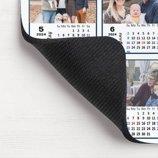 2024 Agenda 12 Familie Foto Collage US Feestdagen Muismat (Hoek)