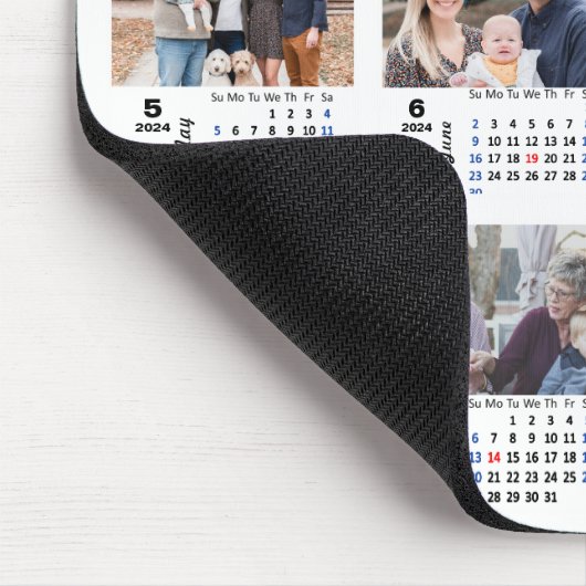 2024 Agenda 12 Familie Foto Collage US Feestdagen Muismat (Hoek)