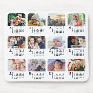 2024 Agenda 12 Familie Foto Collage US Feestdagen Muismat