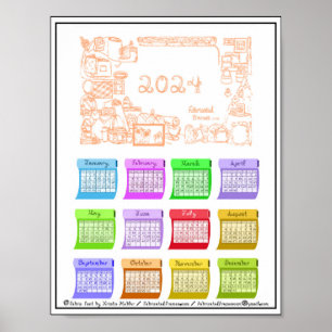 2024 Agenda Bouten Stof Font Gefabriceerde Frames Poster