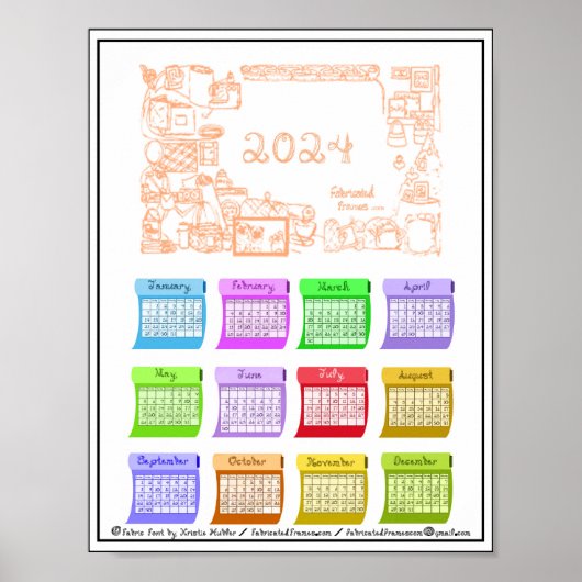 2024 Agenda Bouten Stof Font Gefabriceerde Frames Poster (Voorkant)