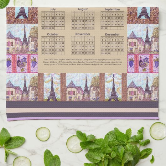 2024 Agenda Paris Eiffel Tower Pointillism Art Theedoek (Gevouwen)