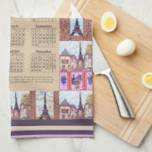 2024 Agenda Paris Eiffel Tower Pointillism Art Theedoek (Quarter Fold)