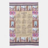 2024 Agenda Paris Eiffel Tower Pointillism Art Theedoek (Verticaal)