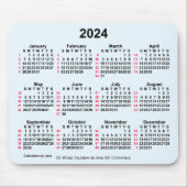 2024 Alice Blue 52 weken ISO-kalender van Janz Muismat (Voorkant)