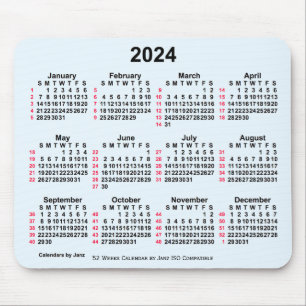 2024 Alice Blue 52 weken ISO-kalender van Janz Muismat