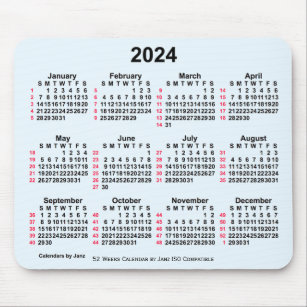 2024 Alice Blue 52 weken ISO-kalender van Janz Muismat