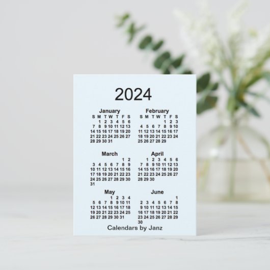 2024 Alice Blue 6 Month Mini Calendar van Janz Briefkaart (Staand voorkant)