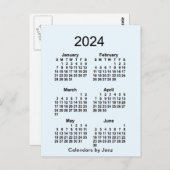 2024 Alice Blue 6 Month Mini Calendar van Janz Briefkaart (Voorkant / Achterkant)