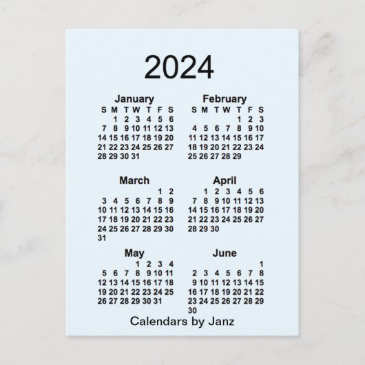 2024 Alice Blue 6 Month Mini Calendar van Janz Briefkaart (Voorkant)
