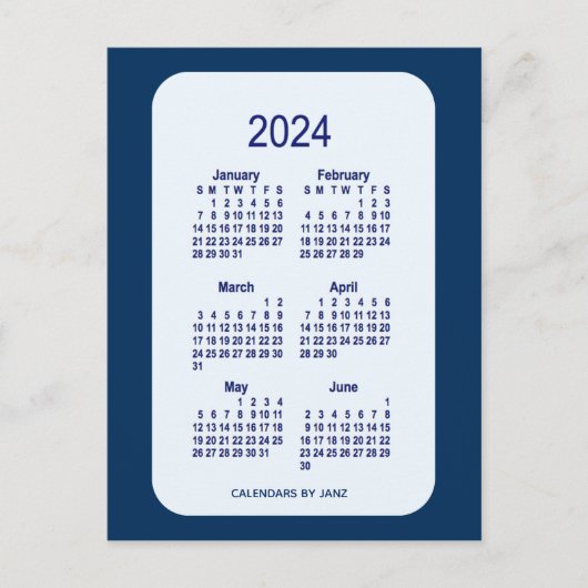 2024 Alice Blue 6 Month Mini Calendar van Janz Briefkaart (Voorkant)