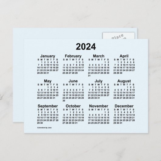 2024 Alice Blue Agenda van Janz Briefkaart (Voorkant / Achterkant)