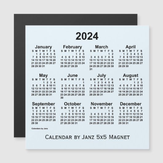 2024 Alice Blue Calendar van Janz 5x5 Magnet (Voorkant / Achterkant)
